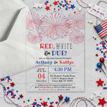 Red, White & Due! 4 de Julho Chás de Bebê