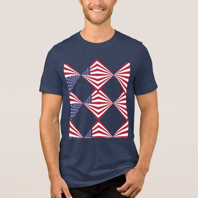Red White e Blue Flag T SHIRT, Patriótico (Frente)