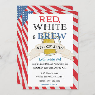 Red White e Brew 4 de julho Convite