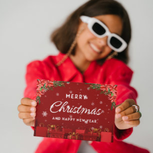 Red White Modern Feliz Cartão de Saudação de Natal