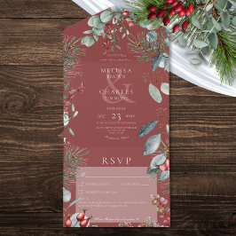 Red Winter Pine Berries Eucalyptus No Janta