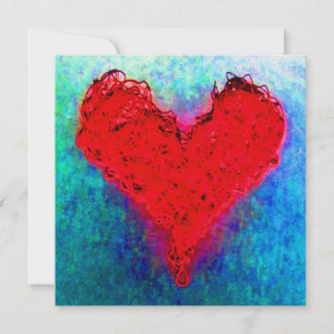 Red Wool Love Heart Knitting Crochet Card