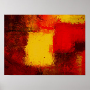 Red Yellow Brown Modern Abstrato Art Poster