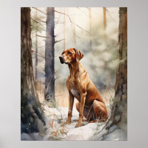 Redbone Coonhound Dog Art Poster