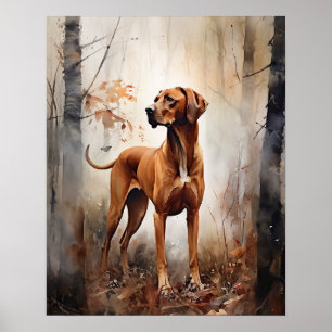 Redbone Coonhound Dog Art Poster