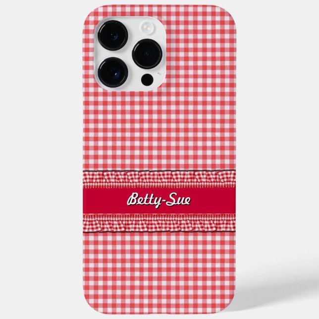 RedCheckered Case com seu nome (Verso)