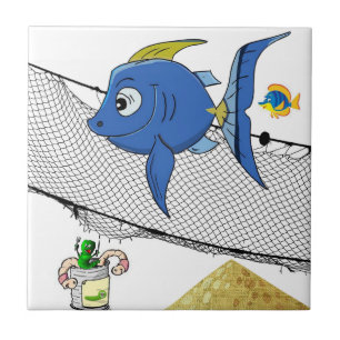 Rede De Peixes Brancos De Azulejo Cerâmico, Vermes