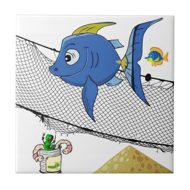 Rede De Peixes Brancos De Azulejo Cerâmico, Vermes (Frente)