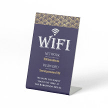 Rede de Senha Dourada Wifi Azul Elegante 