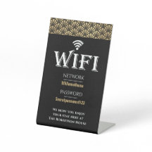 Rede de Senha Dourada Wifi Preta Elegante
