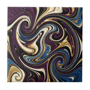 Redemoinho de Mármore Roxo Dourado Azul Abstrato