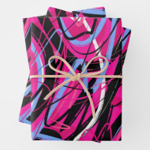 Redemoinhos Abstratos em Rosa e Preto