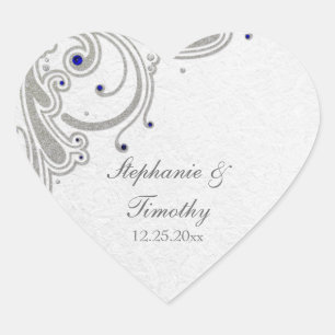 Redemoinhos de prata do brilho + etiqueta azul do