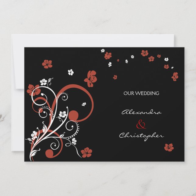 Redemoinhos & Flores Anúncio de Casamento Elegante (Frente)