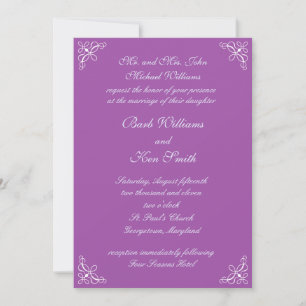 Redemoinhos no convite roxo do casamento