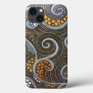Redemoinhos pintados metálicos e pontos de Boho