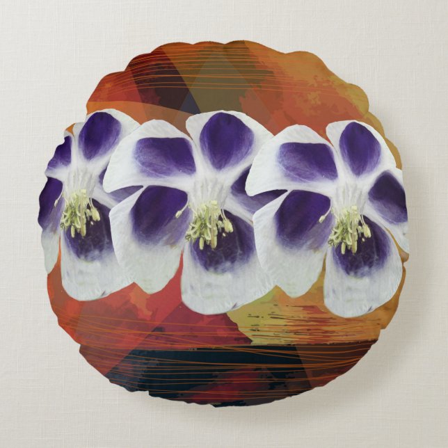 Redonda Almofada de Abstrato de Geometria primavera (Frente)