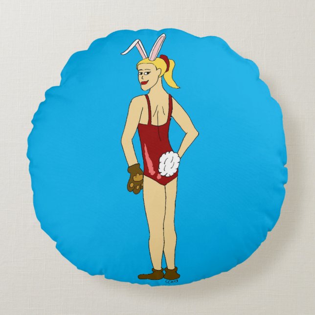 Redonda almofada de bunnygirl (Frente)