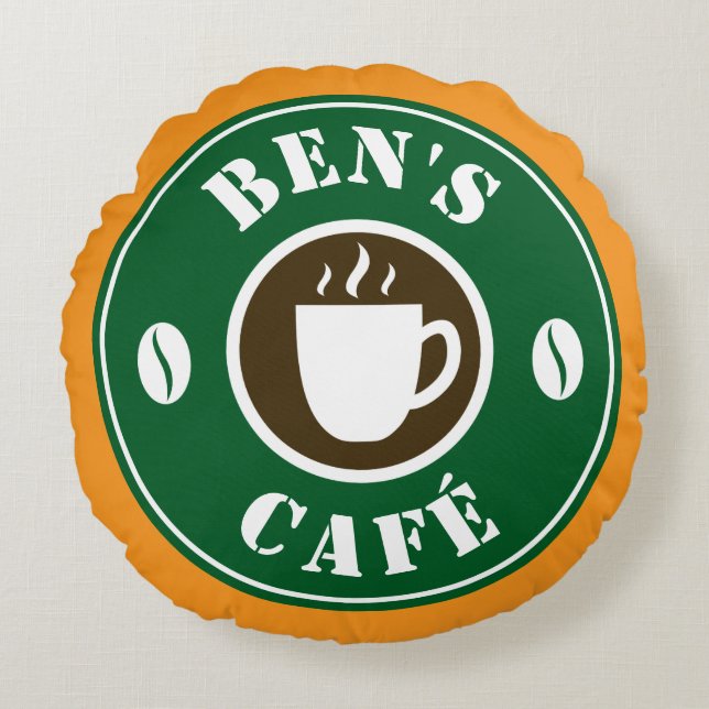 Redonda Almofada de decoração personalizada para café (Frente)