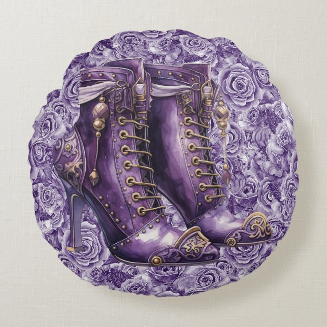 Redonda Almofada de lançamento de amor Sreanpunk de rosa r (Frente)