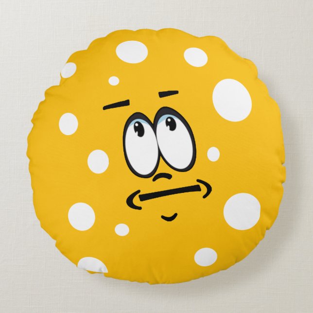 Redonda almofada de lançamento de emoji bleh (Frente)