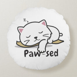 Redonda Almofada de lançamento de gato Paw-sed – Decoração