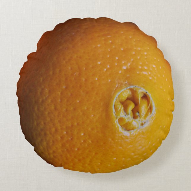 Redonda Almofada de lançamento laranja engraçada (Frente)