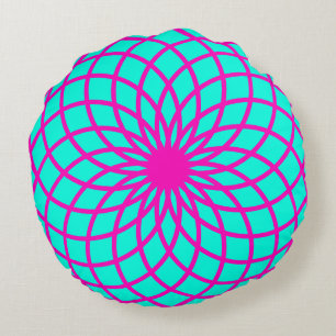 Redonda Almofada de Meditação Turquesa e Torus Rosa