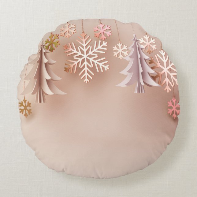 Redonda Almofada de Natal Aconchegante – Decoração de Féri (Frente)