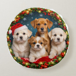 Redonda Almofada de Natal de Cachorrinho Adorável