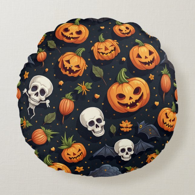Redonda almofada de travesseiro de halloween (Frente)