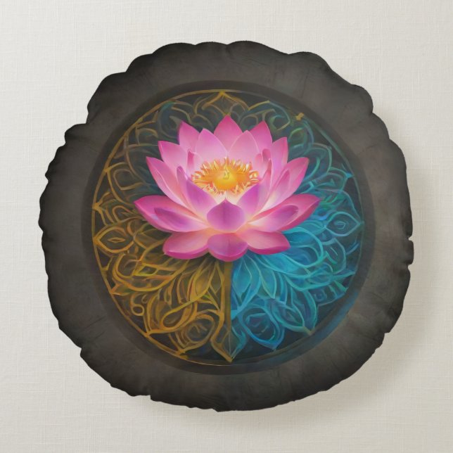 Redonda almofada de travesseiro de lótus (Frente)
