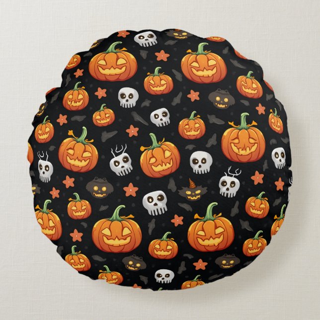 Redonda almofada de travesseiro halloweenday (Frente)