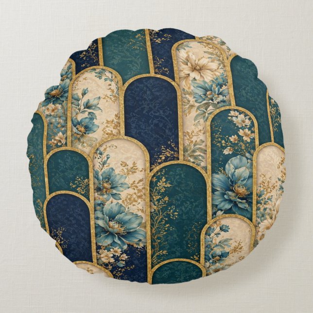 Redonda Almofada Decorativa Art Déco Elegante (Frente)