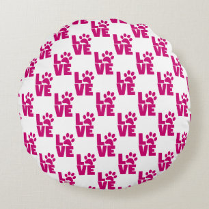 Redonda Almofada Decorativa com Impressão de Pata "AMOR" R