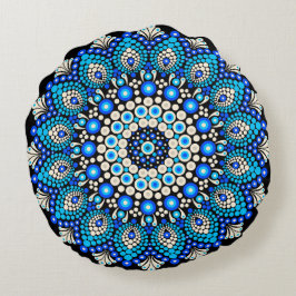 Redonda Almofada Decorativa com Padrão Mandala Azul Decora