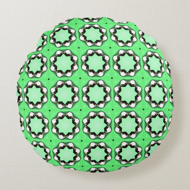 Redonda almofada decorativa com um padrão geométrico (Frente)