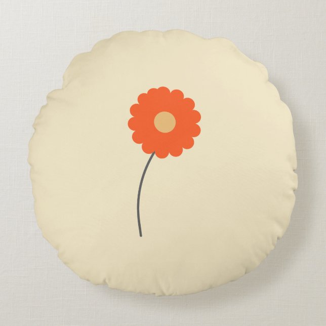 Redonda Almofada Minimalista de Flores Retro (Frente)