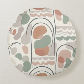 Redonda Boho Almofada de Forma Orgânica Abstrata - Terraco