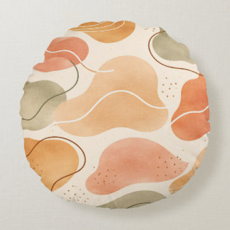 Redonda Boho Almofada de Forma Orgânica Abstrata - Terraco