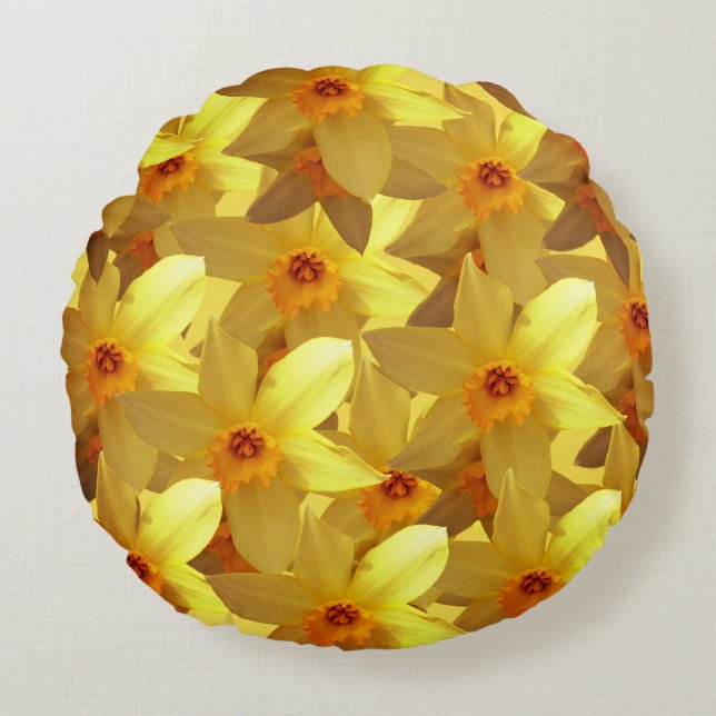Redonda Daffodils Almofada Bloom (Frente)