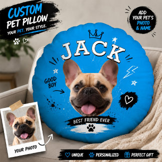Redonda Fotos Personalizadas de Cachorro em Almofada Redon