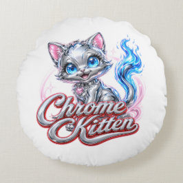 Redonda GATINHO CROMADO almofada de algodão