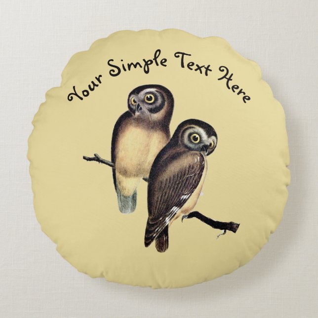 Redonda Ilustração de Coruja Desenhada à Mão em Almofada R (Frente)