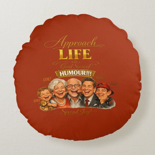 Redonda Irradie alegria em volta da almofada (Frente)