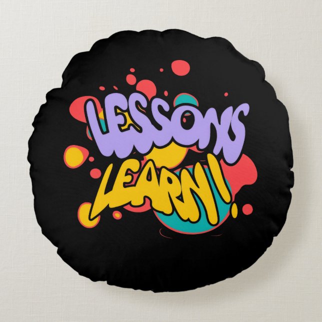 REDONDA LIÇÃO DE CASA COM SALPICOS DE TINTA ALMOFADA REDON (Frente)