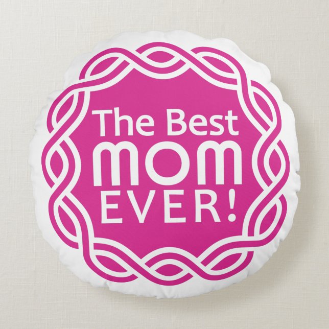 Redonda MELHOR almofada personalizada MOM (Frente)