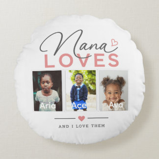 Redonda Nana Ama Almofada Personalizada Com Fotos e Nomes