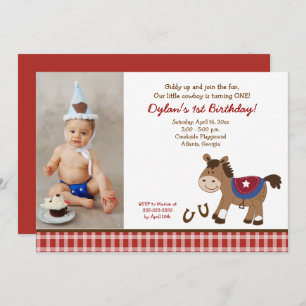 Redonda-os Foto de Cavalo Convite de Aniversário 5