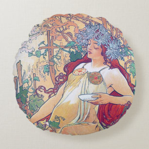Redonda Outono (Quatro Estações), Alphonse Mucha Almofada